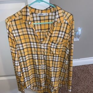 Hollister yellow button up flannel